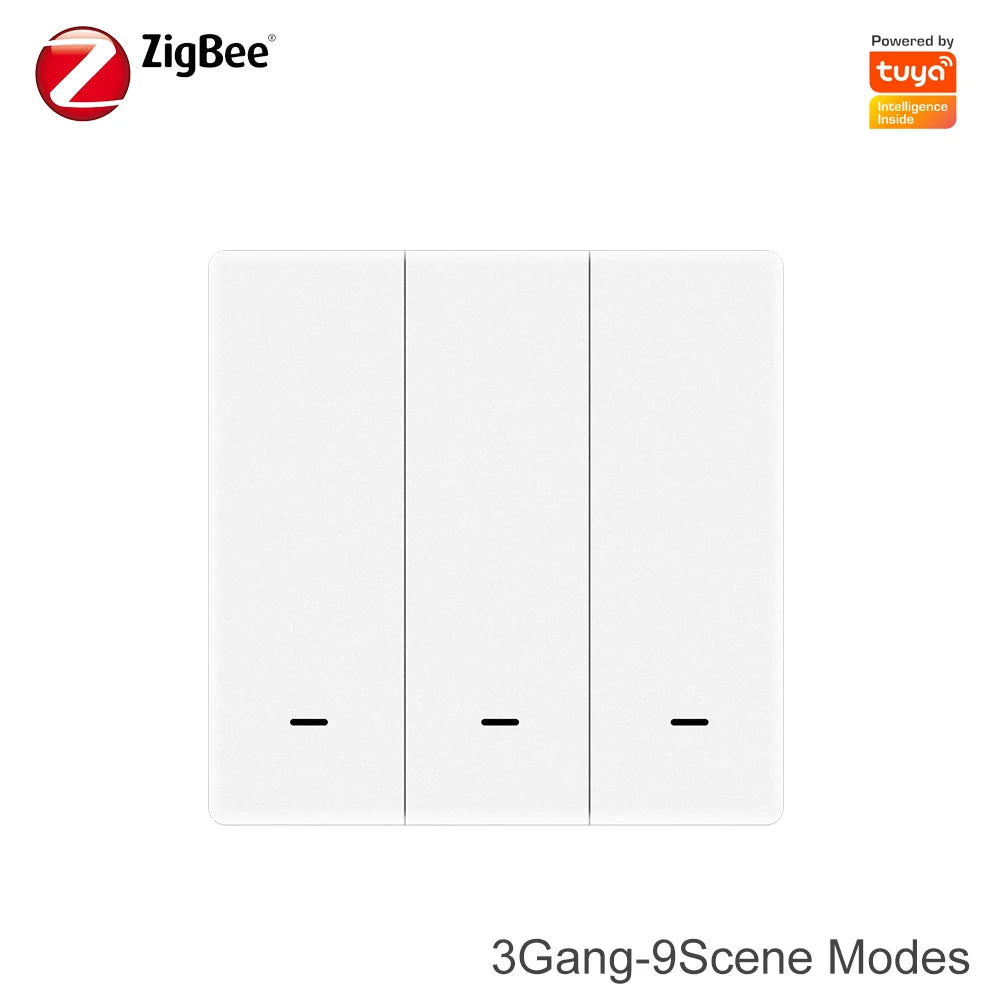 Tuya Zigbee 3.0 Smart Scene Button Switch 1/2/3 Gang Smart Home Wireless Push Remote Controller Battery Powered Devices Linkage by MVEnergo