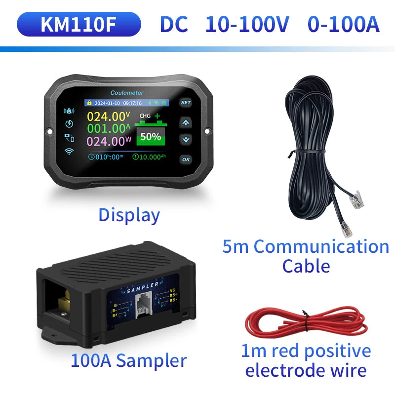 2024 New WiFi Coulomb Meter KM140F Power Volt-Ammeter lithium Lead acid Battery Capacity Indicator RV Battery Monitor