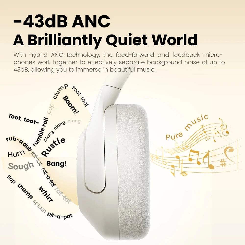 HAYLOU S30 Wireless Bluetooth 5.4 Headphones 43dB Adaptive Noise Cancelling Headsets 40mm Driver 80H Playtime Earphones by MVEnergo