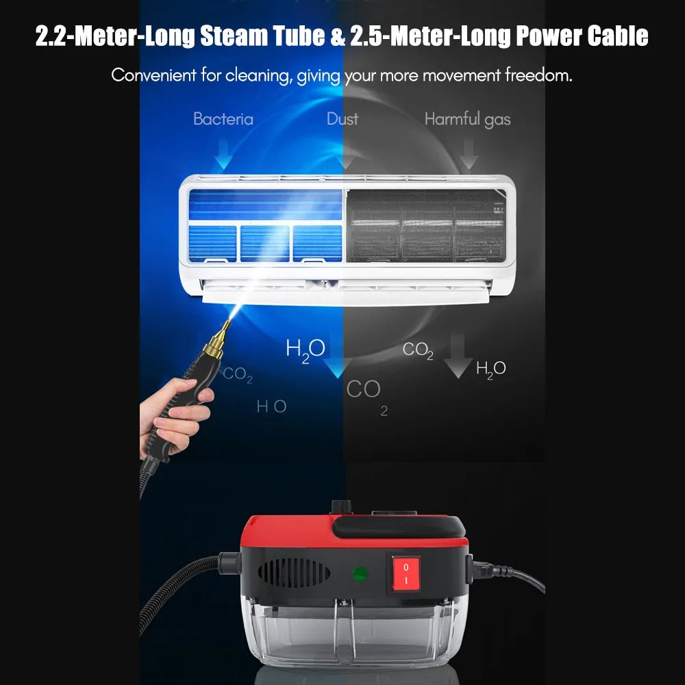 2500W Portable Handheld Steam Cleaner High Temperature Pressurized Steam Cleaning Machine with Brush Heads for Kitchen Cleaning by MVEnergo