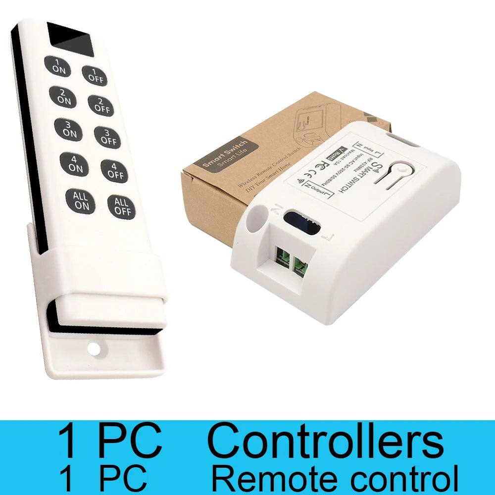 Wireless Light Switches RF 433 Mhz Remote on Off Switch Controller Relay Ac220v 10A Smart Home Control Ceiling Lamp LED Fan by MVEnergo