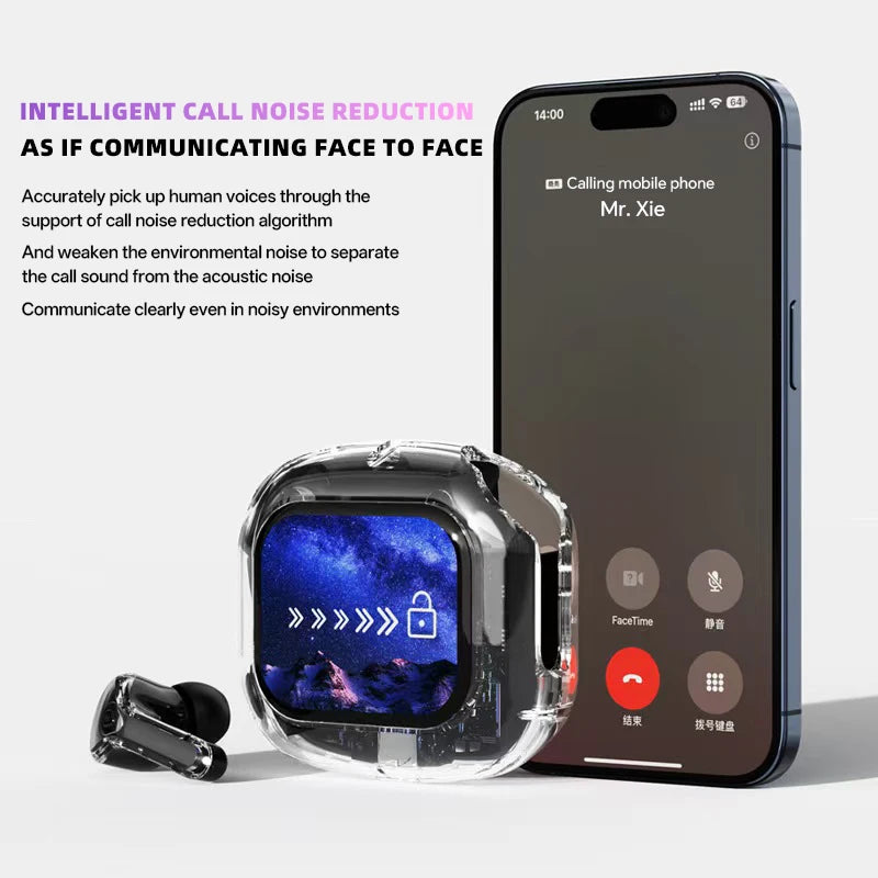 Translation Headphones with Multifunction Touch Screen Smart Wireless Bluetooth Earphone HiFi Audio Quality Business Earbud by MVEnergo