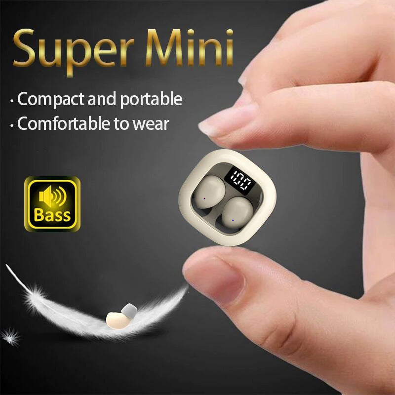 SK19 Bluetooth 5.3 Earphones Mini Invisible Headphones TWS Wireless Earbuds HIFI Stereo Noise Reduction Heasets with Microphones by MVEnergo