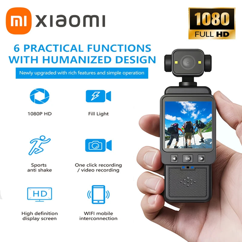 Xiaomi Handheld 1080p 180 ° Rotating Mini Portable Anti-shake Camera Wearable Night Vision Wifi Sports Camera Cycling Recorder by MVEnergo