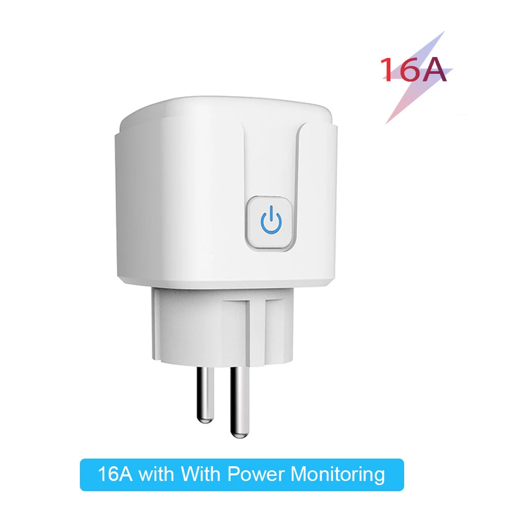 Tuya 16A,20A Smart Plug WiFi Socket EU Power Monitoring Timing Function Works with Alexa, Google Home, Alice, Smart Life Home by MVEnergo