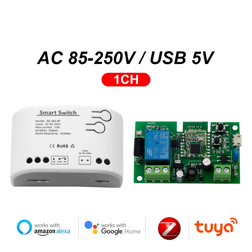 Tuya Zigbee 1 2 4 Gang Switch Relay Module Dc 12v 24v 110v 220v 230v Dry Contact 4CH Din Rail Controller Alexa Gateway Required by MVEnergo
