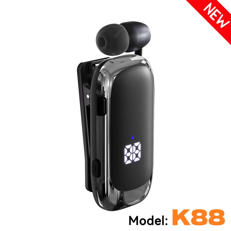 K55 Lavalier Business Bluetooth 5.2 Headphone Talk/Music Time 20 Hours,LED Digital Display,Noice Cancelling Wireless Earphones by MVEnergo
