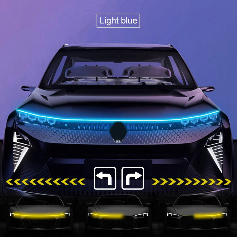 LED Car Hood Decorative Light Strip Start Scan Dynamic Ambient Light Car Daytime Running Light DRL With Turn Signal Lamp 12V by MVEnergo
