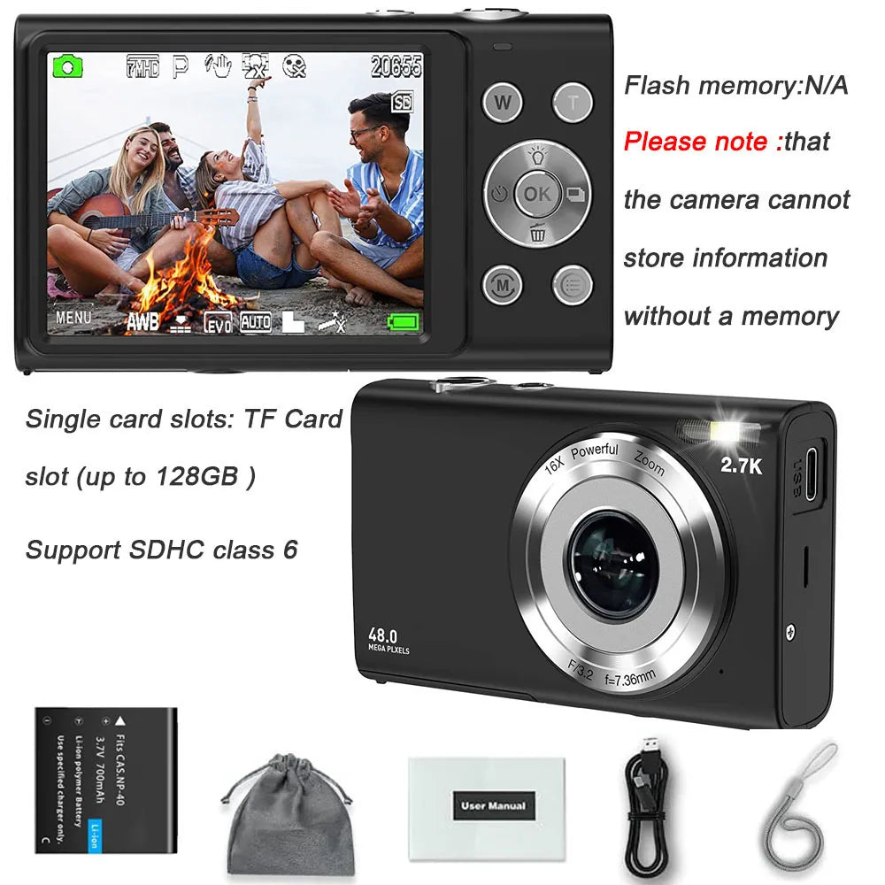 4K Digital Camera Autofocus Vlogging Camera HD 48MP with 2.8" Large Screen Camcorder Camera for Photography for Kid Adult by MVEnergo