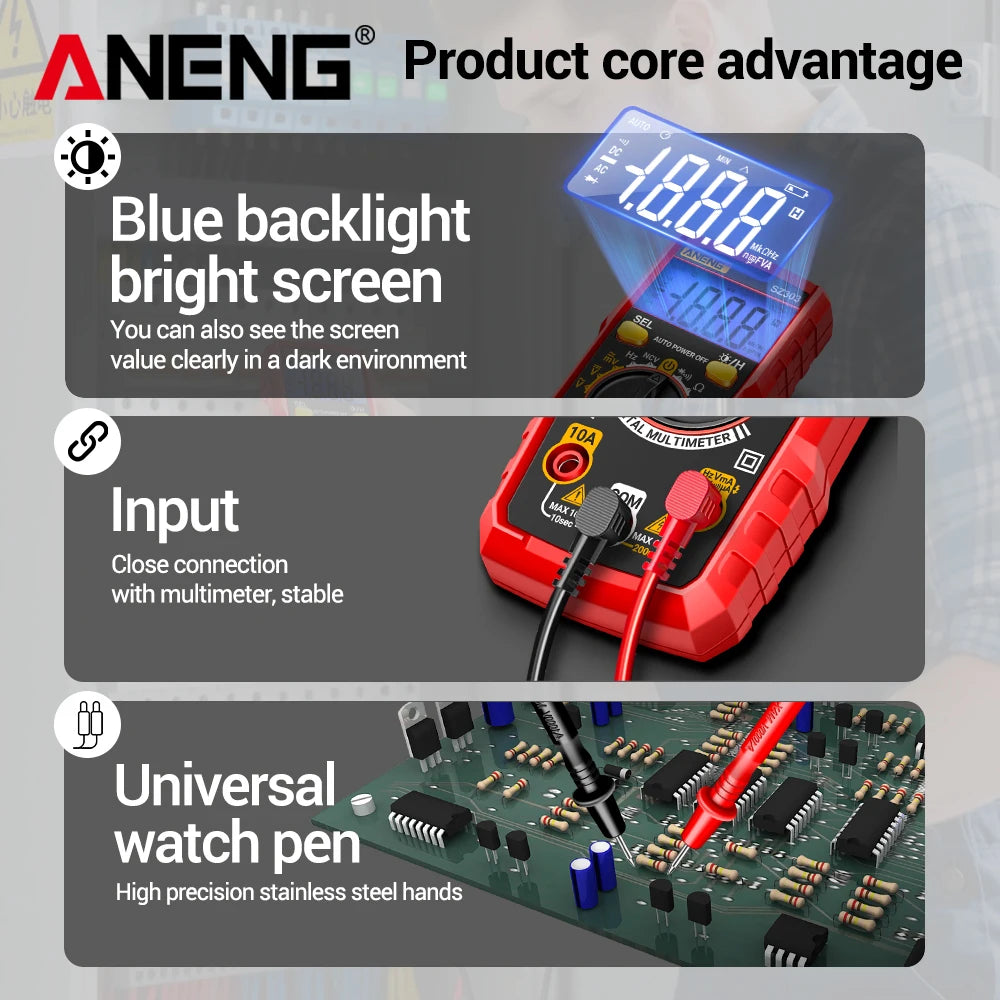 ANENG SZ303 Smart Digital Multimeter 1999 Count Professional AC/DC Voltage Current Electrical Data Retention High Precision Tool by MVEnergo
