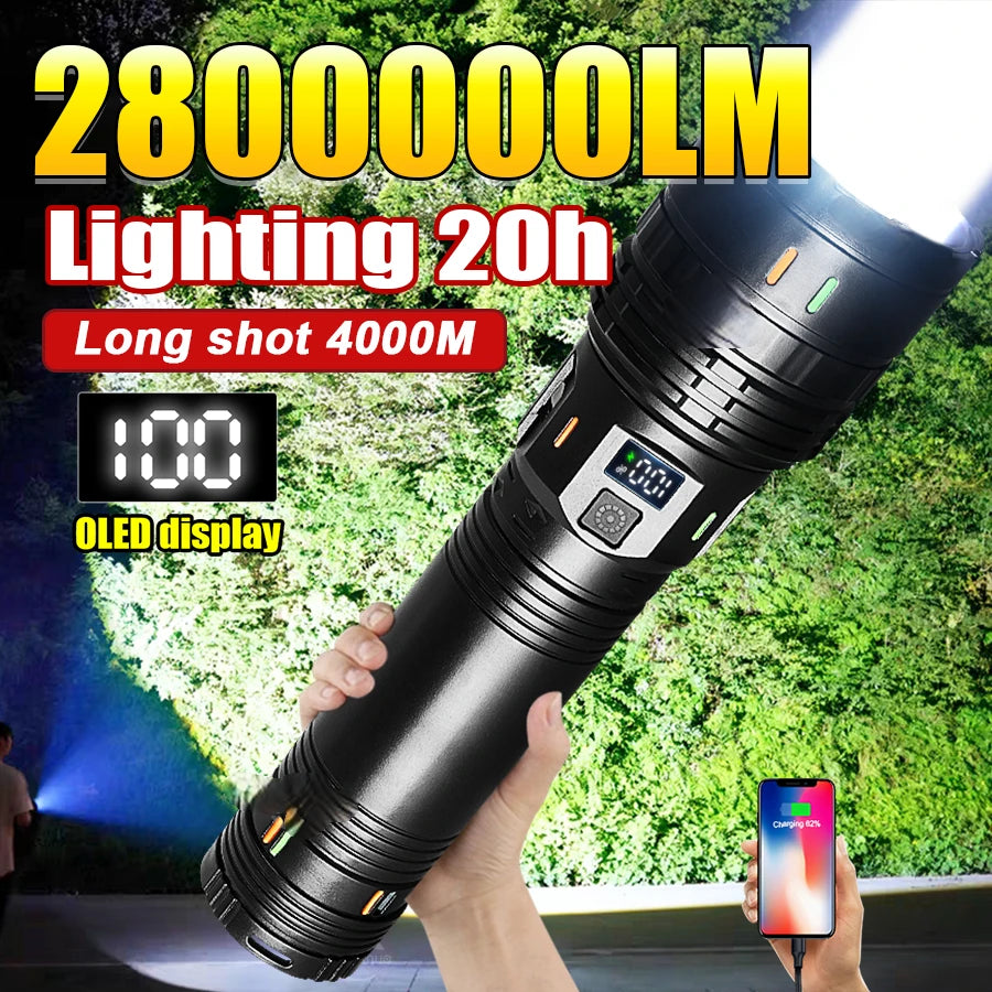 1000000LM High Power LED Flashlight Most Bright Tactical Flashlight Rechargeable Torch Powerful Long Shot 4000m Lamp for Hunting by MVEnergo