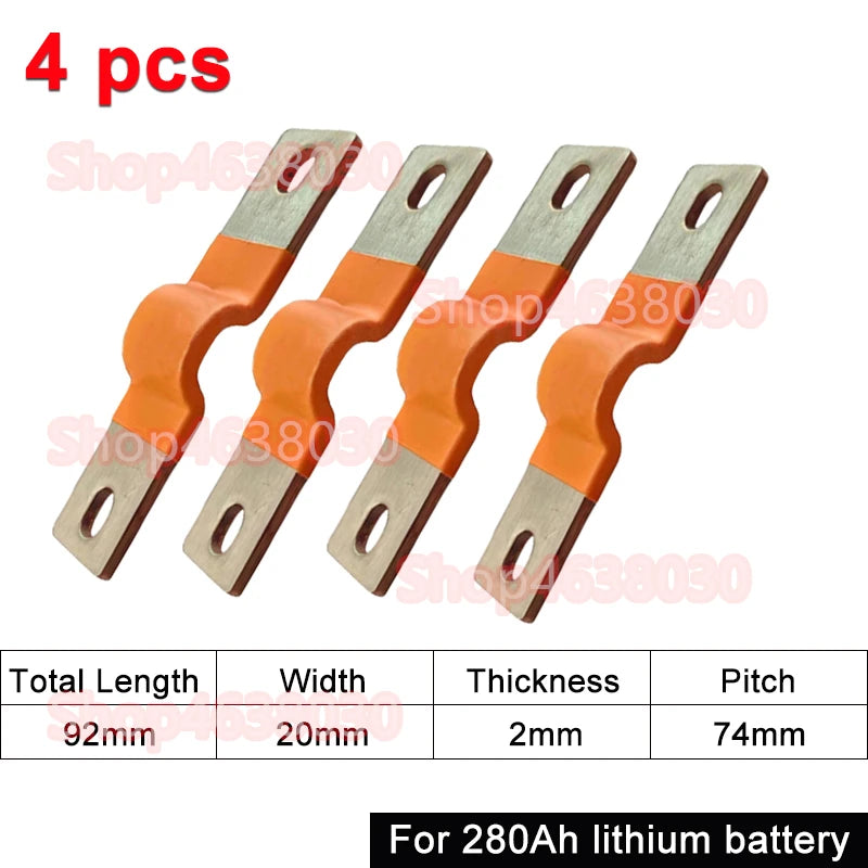 230Ah 280Ah 300Ah 12V Busbar Lifepo4 Battery Flexible Copper Connector 56mm 74mm for Lifepo4 Battery Use 1/2/3/4/8pcs