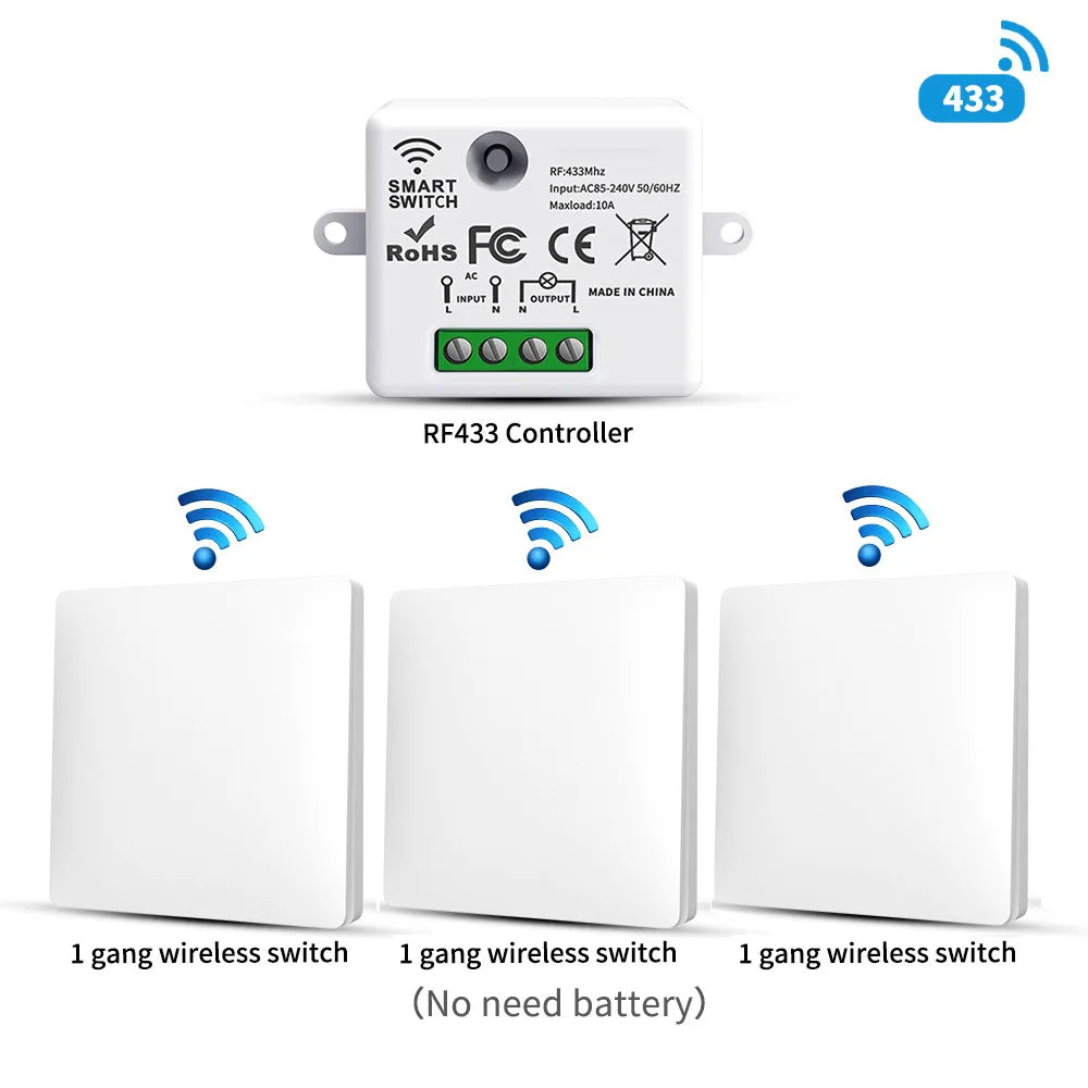 LVGEMSS Smart Wireless Switch RF433 Self-Powered Push Button Wall Panels Remote Controller Light Switch Waterproof Wall Switch by MVEnergo
