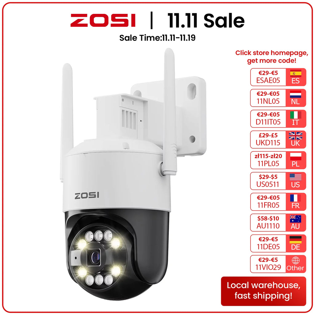 ZOSI C296 5MP/8MP PTZ WiFi 6 Camera Person Vehicle Package Detect Wireless CCTV Video Surveillance Cam Home Security Protection by MVEnergo