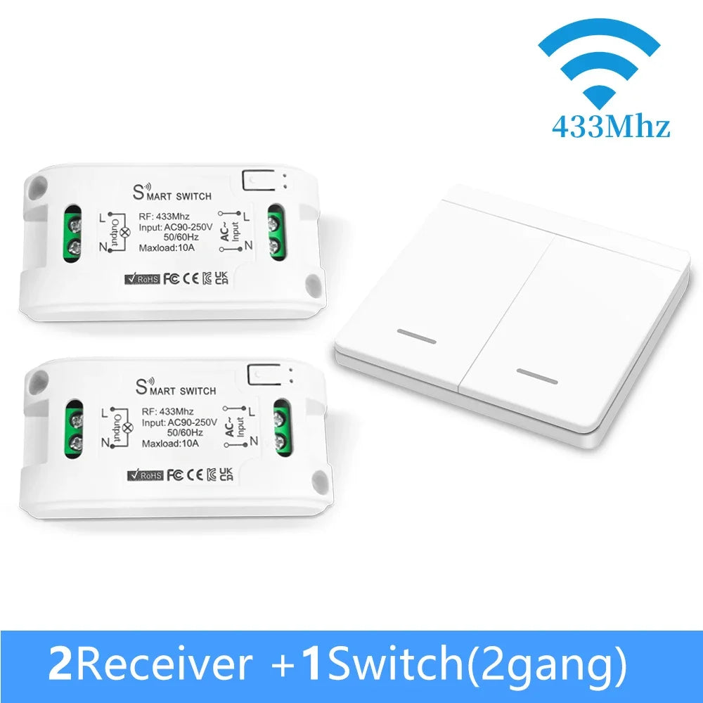 RF 433Mhz Wireless Remote Control Light Switch Push Button Wall Switch AC 110V 220V Relay Receiver Up To 100M Control for Lamp by MVEnergo