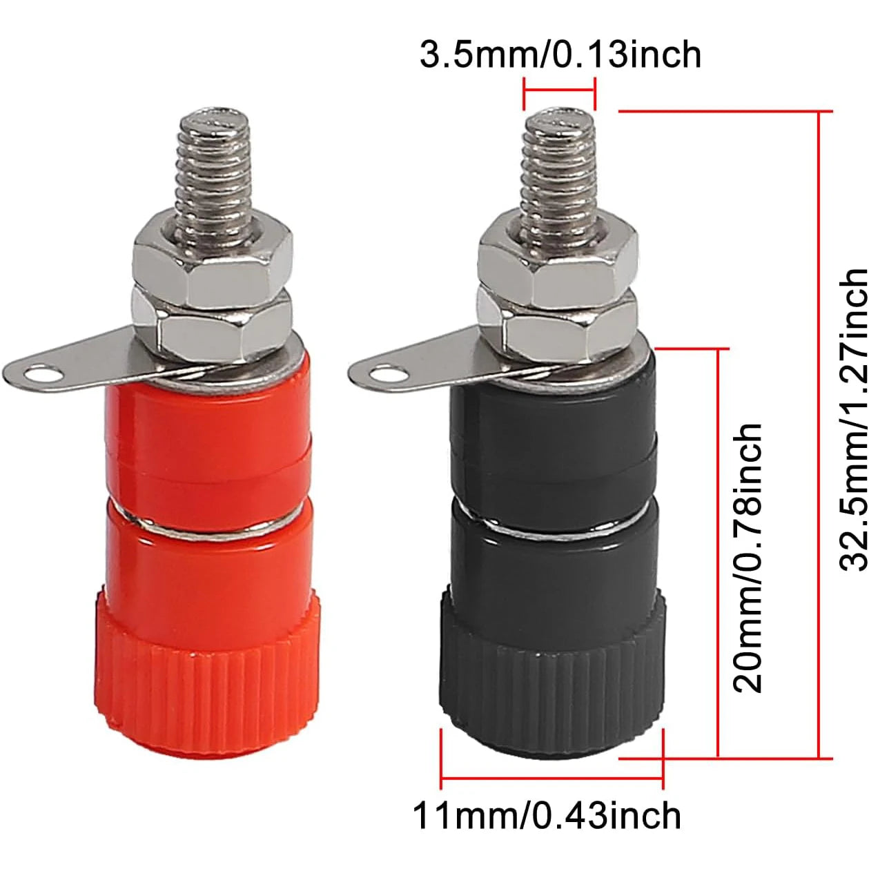 Binding Posts Terminals 4mm Banana Plug Socket Red and Black Gold Plated 4mm Female and Male Banana Plugs Banana Socket Terminal by MVEnergo