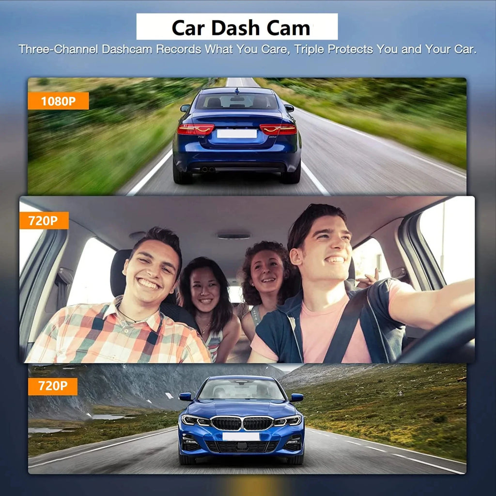 Dash Cam Car DVR 1080P Dashcam for car surveillance camera Automobiles 3 Lens Front Rear Interior Vehicle Video Drive Recorder by MVEnergo
