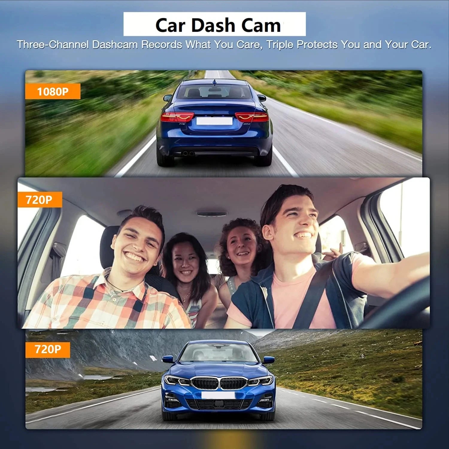 Dash Cam Car DVR 1080P Dashcam for car surveillance camera Automobiles 3 Lens Front Rear Interior Vehicle Video Drive Recorder by MVEnergo