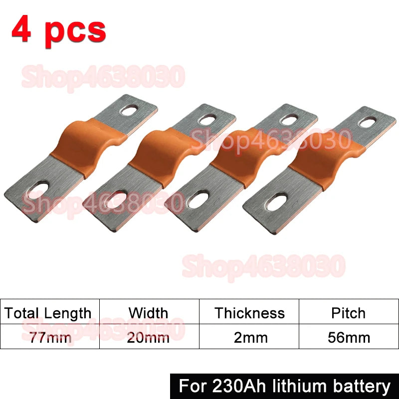 230Ah 280Ah 300Ah 12V Busbar Lifepo4 Battery Flexible Copper Connector 56mm 74mm for Lifepo4 Battery Use 1/2/3/4/8pcs