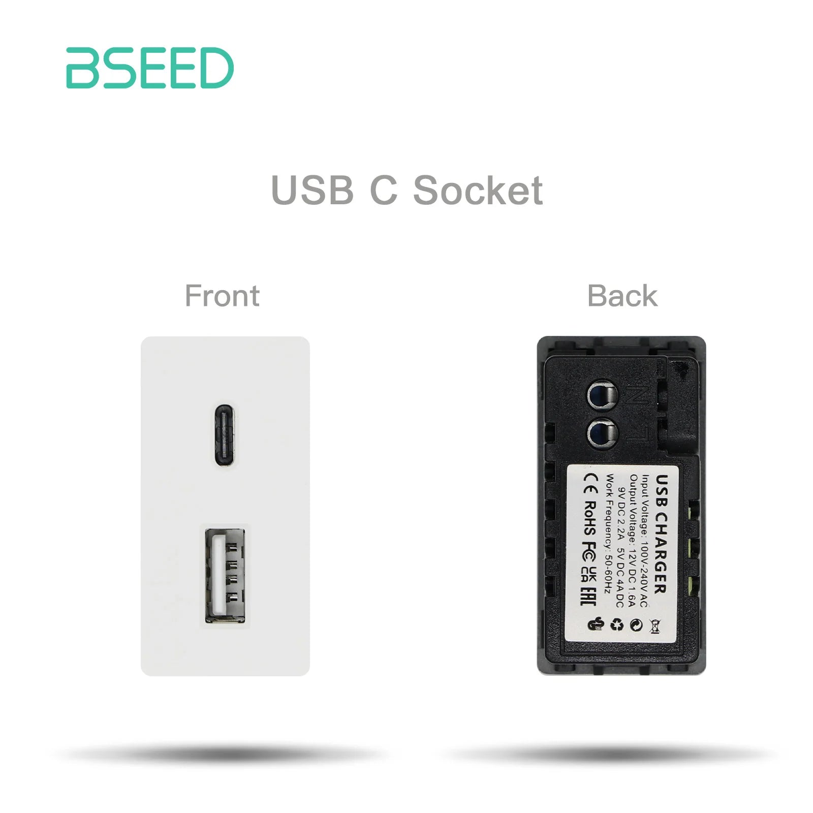 BSEED 65W PD Fast Charge Module Quick Charge Socket Part 1/2 USB Type-C 20W Wall Phone Charger Plug Support BSEED Frames by MVEnergo
