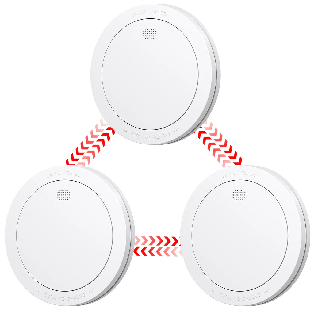 CPVAN Interlinked Smoke Detector Wireless Fire Alarm Home Security protection Smoke Alarm EN14604 10Year Battery Fire Detector