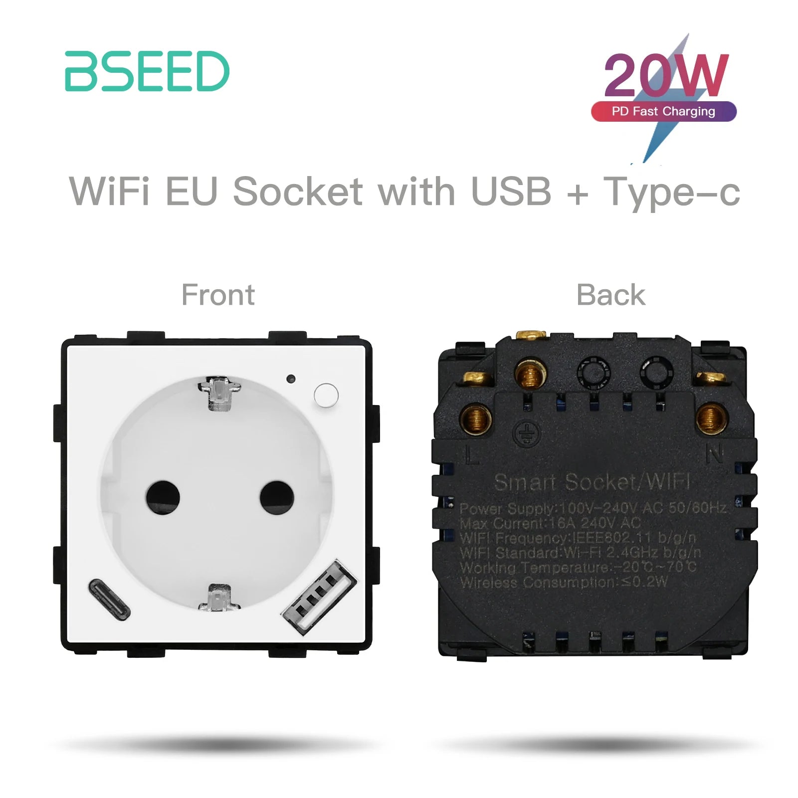 BSEED EU Standard Wifi Socket Smart Plug Function Part Only Power Monitor Timing Smart Home Alexa Voice Control Bule Backlight by MVEnergo