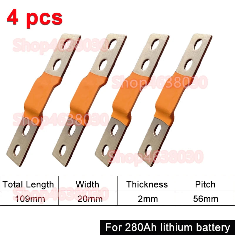 230Ah 280Ah 300Ah 12V Busbar Lifepo4 Battery Flexible Copper Connector 56mm 74mm for Lifepo4 Battery Use 1/2/3/4/8pcs