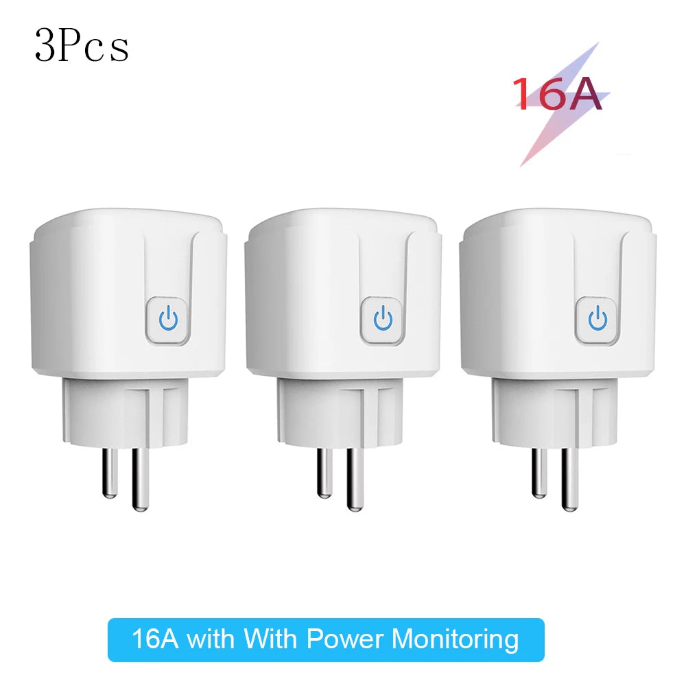 Tuya 16A,20A Smart Plug WiFi Socket EU Power Monitoring Timing Function Works with Alexa, Google Home, Alice, Smart Life Home by MVEnergo
