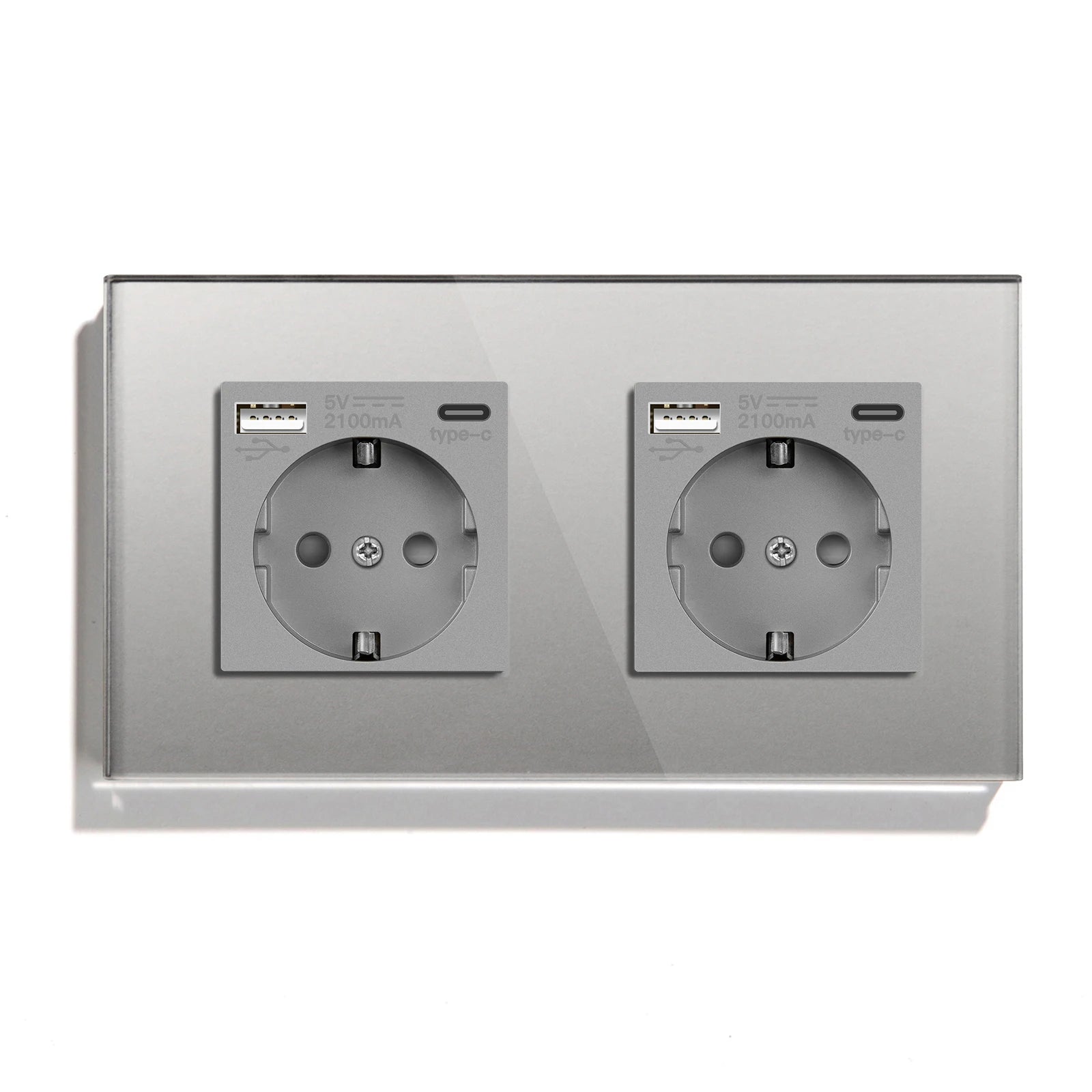 Bseed EU Russia Socket 16A Electric Wall Socket Tempered Glass Crystal Panel 2 Colors Electrical Outlet Home Improvement by MVEnergo