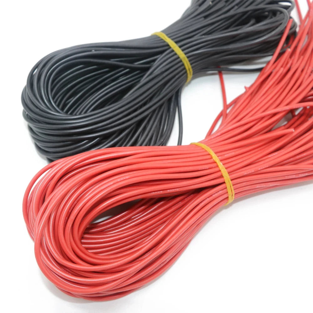 10 meter/lot High Quality wire silicone 10 12 14 16 18 20 22 24 26 28 30AWG 5m red and 5m black color by MVEnergo