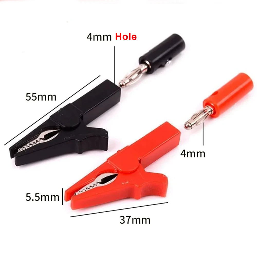Alligator Clip with Banana Plugs Set No Welding Fully Insulated Safety Electrical Test Crocodile Clips Connector for Multimeter by MVEnergo
