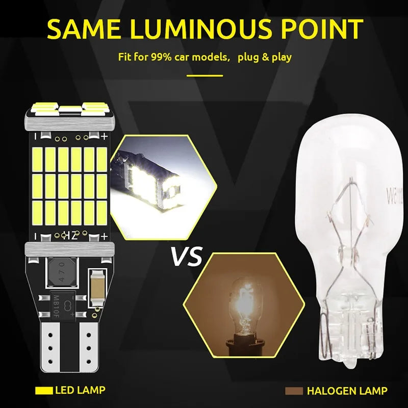 2PCS Signal Lamp T15 W16W 921 912 LED Bulbs Super Bright 4014 45SMD Car Reverse Parking Light Canbus Highlight Backup Tail Light by MVEnergo