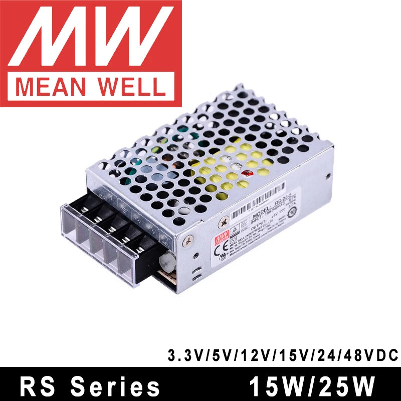 Original Mean Well RS-15/25 LRS-35/50/100/150/200/350/450/600 Series Meanwell 3.3V 5V 12V 15V 24V 36V 48V Switching Power Supply by MVEnergo