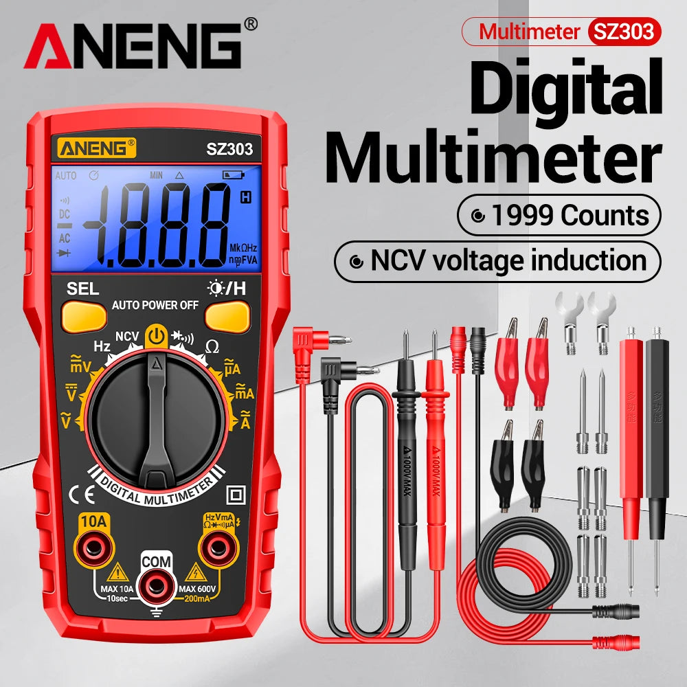 ANENG SZ303 Smart Digital Multimeter 1999 Count Professional AC/DC Voltage Current Electrical Data Retention High Precision Tool by MVEnergo