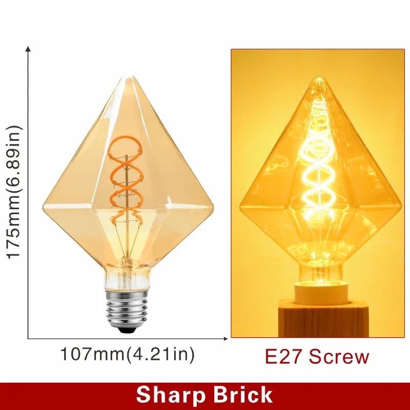 E14 E27 Retro LED Spiral Filament Light Bulb 4W Warm Yellow 220V C35 A60 T45 ST64 T185 T225 G80 G95 G125 Vintage Edison Lamp by MVEnergo