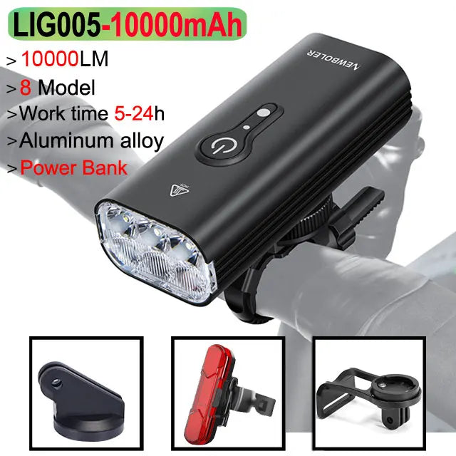 NEWBOLER 10000mAh Smart Bicycle Light Front 10000LM Bike Light Waterproof USB Charging MTB Road Cycling Lamp Bike Accessories by MVEnergo