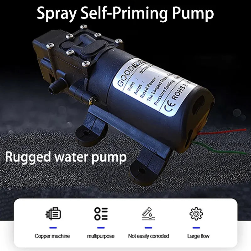 Dc 12V 120PSI 60W 5L/Min High Pressure Diaphragm Pump Mini Electric Self-priming Pump Water Washing Machine Pesticide Spraying by MVEnergo
