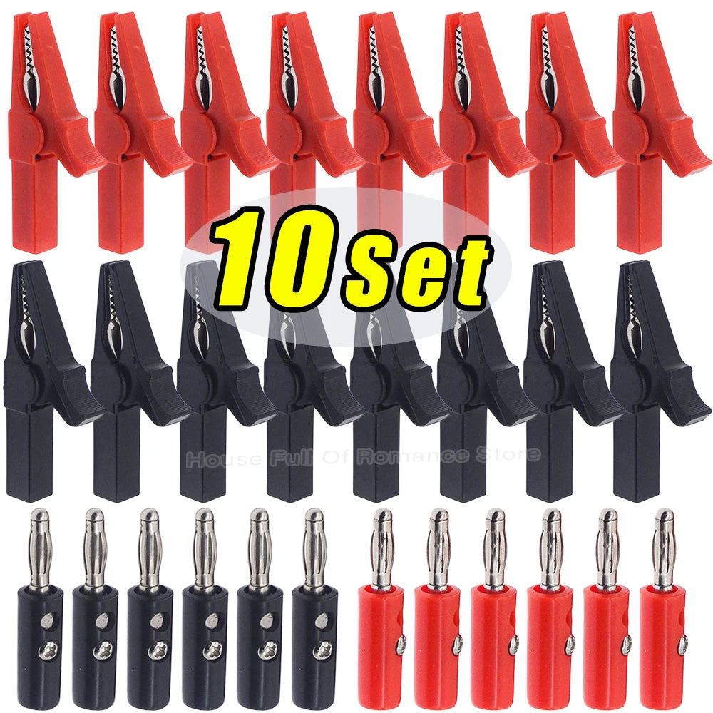 Alligator Clip with Banana Plugs Set No Welding Fully Insulated Safety Electrical Test Crocodile Clips Connector for Multimeter by MVEnergo