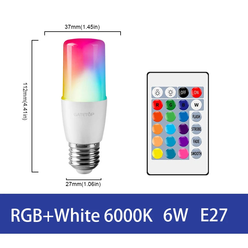 LED RGB Lamp Spotlight Bulb AC220-240V Bombillas LED E27 E14 GU10 B22 6W 10W IR Remote Control Led Smart RGBW Lamp Home Decor by MVEnergo