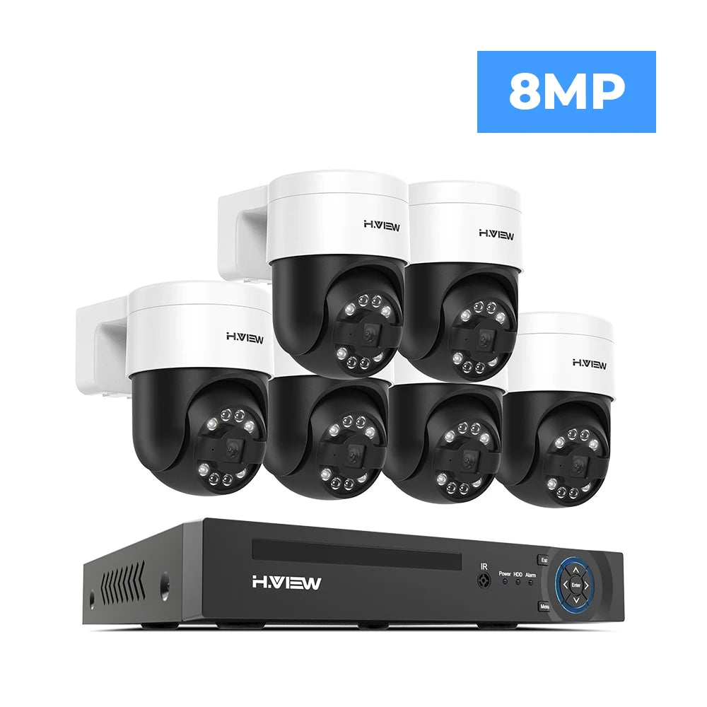 H.view 8Ch 4K 5MP 8MP Cctv Security Camera System Ptz Home Video Surveillance Kit Outdoor Ip Camera Humanoid Detection by MVEnergo