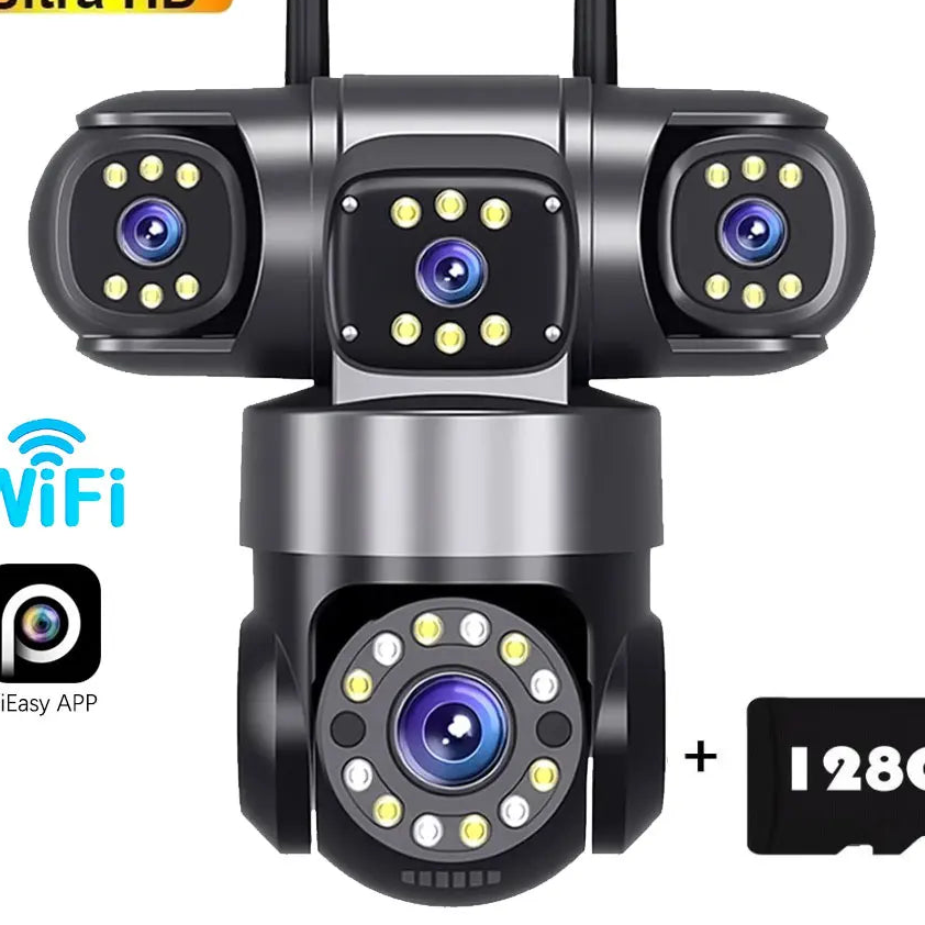 10K 20MP Home Security Outdoor WiFi Camera 4 Lens 4 Screen 360° 16X Zoom CCTV Wireless Surveillance PTZ Cam Security Protection by MVEnergo