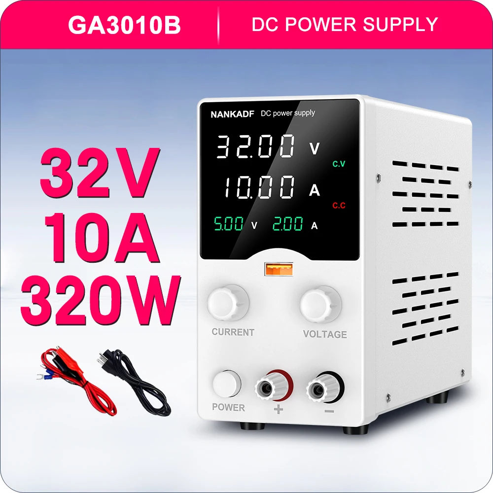 NANKADF Adjustable Switching DC Power Supply 30V 10A Lab Bench Power Supply 60V 5A Output Preset Current USB Fast Charge Display by MVEnergo