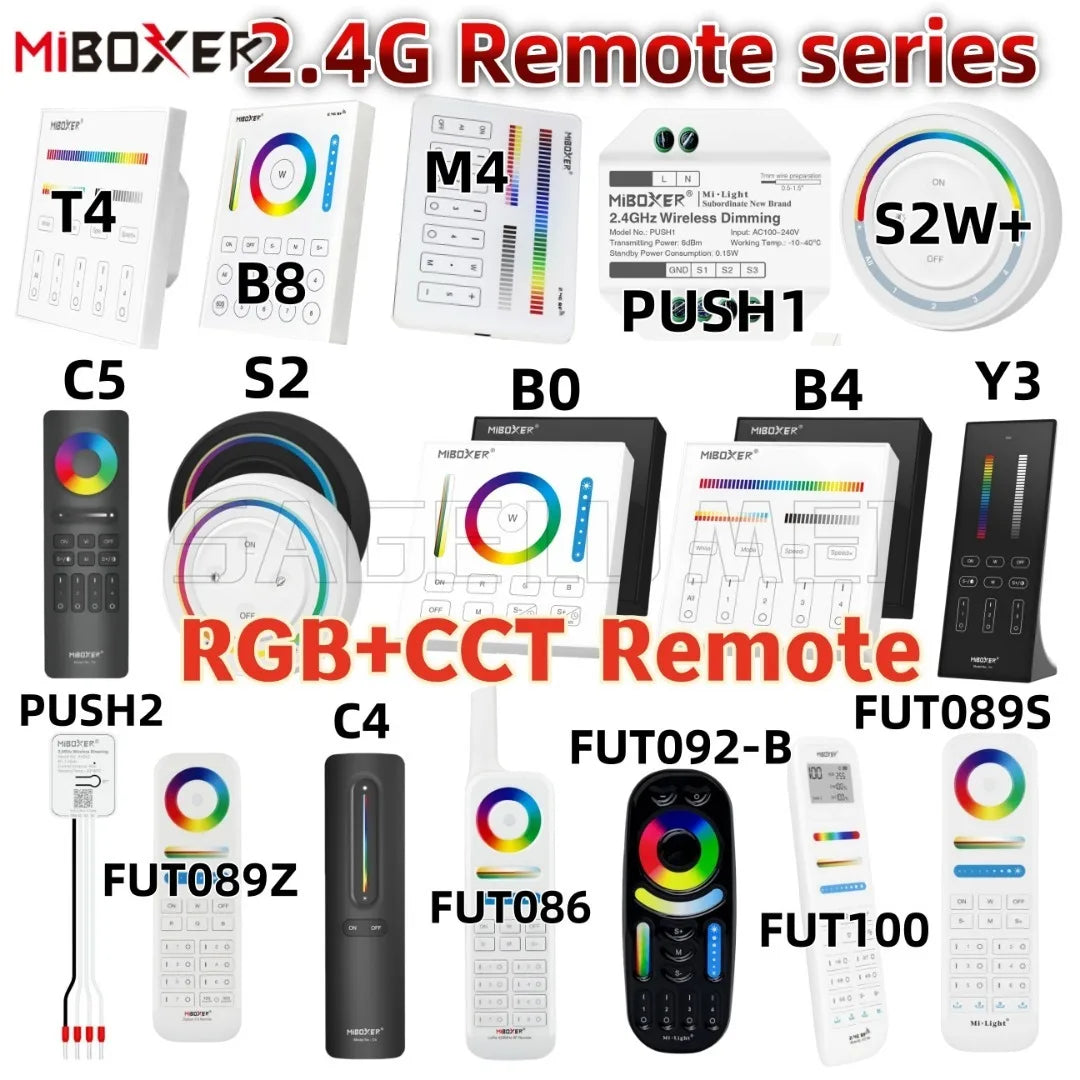NEW FUT088/92/89/89S/89Z/86 FUT100 C4/5 Y3 PUSH1/2 S2W+2.4G RF Wireless Hand Panel Remote for Miboxer RGBCCT LED Controller Lamp