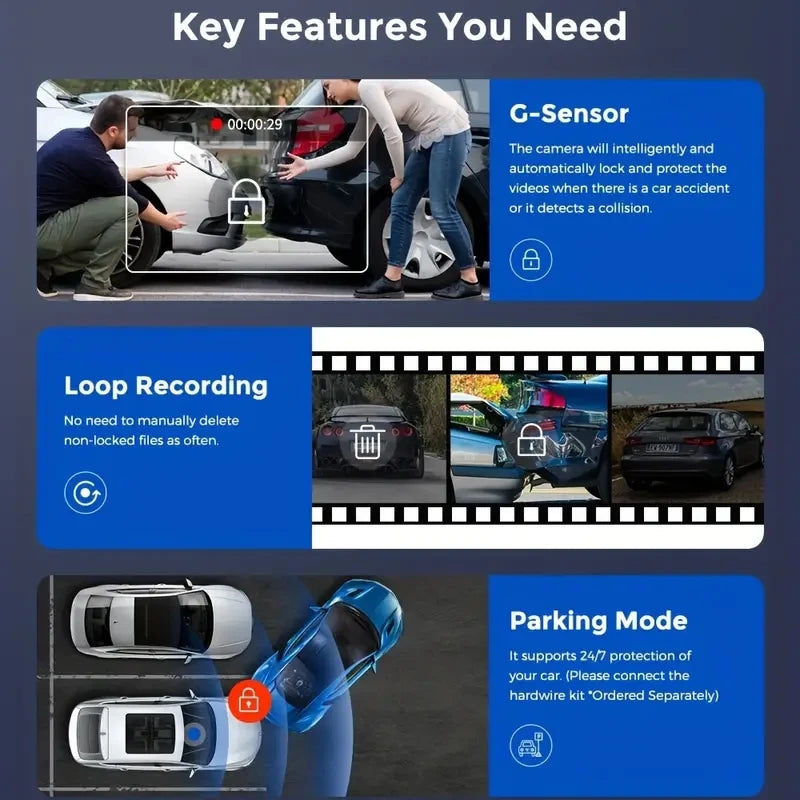 WIFI APP Control Car Dvr 2/3 Channel 1080P Dash Cam for Cars Front optional Rear View Recorder Video Car Camera Car Assecories by MVEnergo
