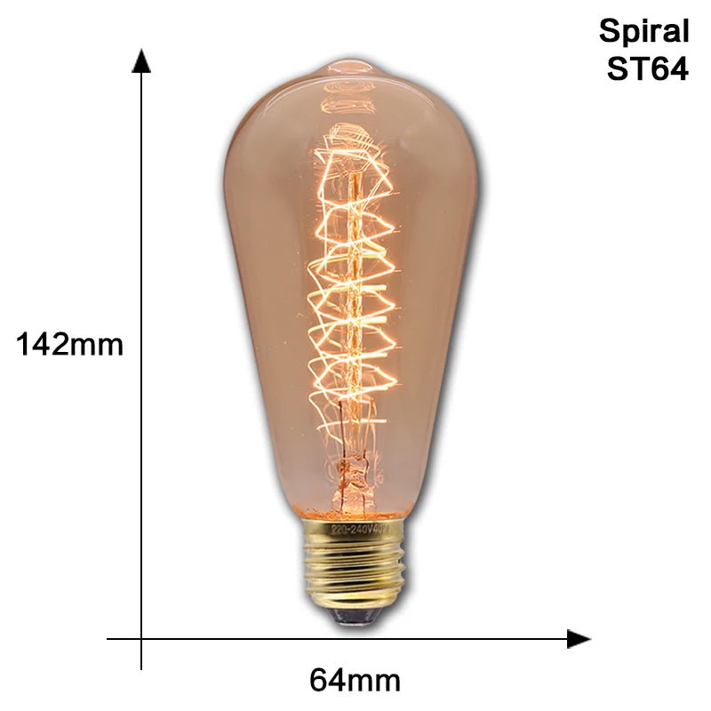 Retro Edison Light Bulb E27 40W 220V 110V Bedroom Industrial Loft Vintage Bulb For Home Decor Filament incandescent Edison Lamp by MVEnergo