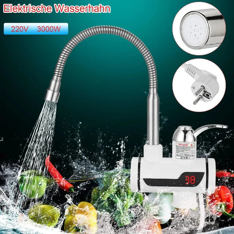 3000W Electric Kitchen Water Heater Tap Instant Hot Water Faucet Heater Cold Heating Faucet Tankless Instantaneous Water Heater by MVEnergo