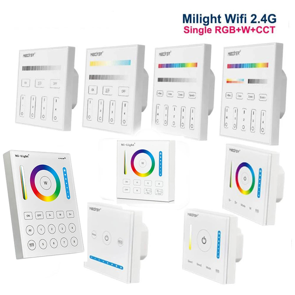 Miboxer Smart Touch Panel Dimmable Dimming/CT/RGB/RGBW/RGB+CCT LED Strip Light Controller 2.4G wireless Remote Milight b1 b4 p3