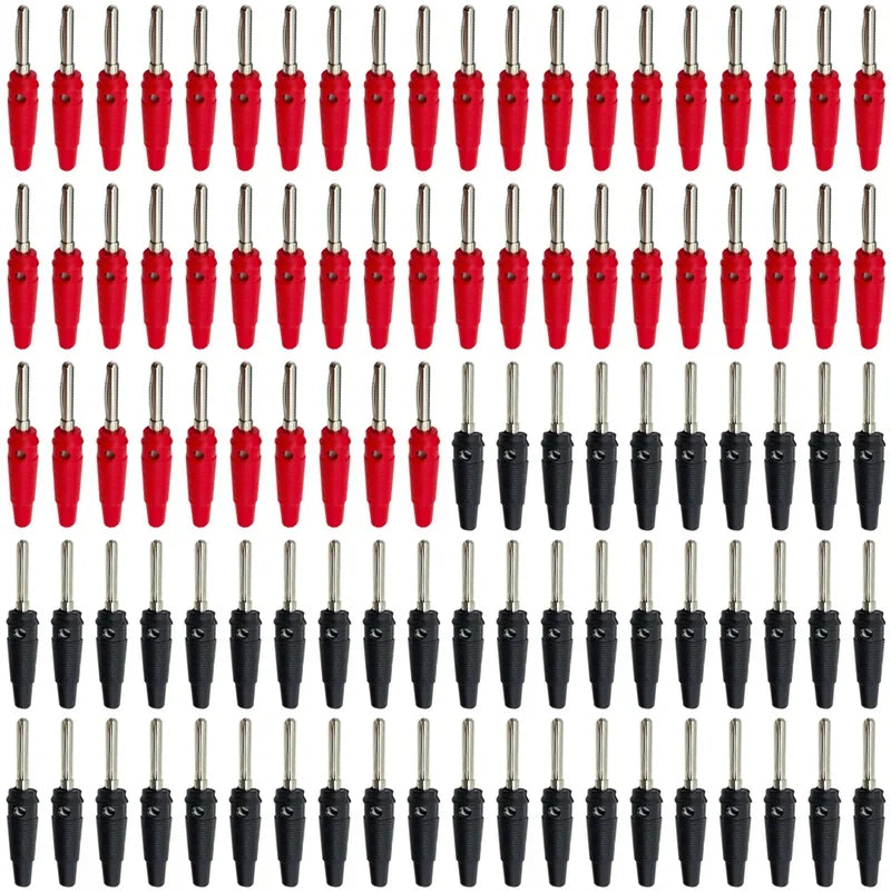 20/100PCS 4mm Banana Plug Connectors Red & Black Stackable High-Current Insulated Plugs with Screw Terminals for Speakers & Lab