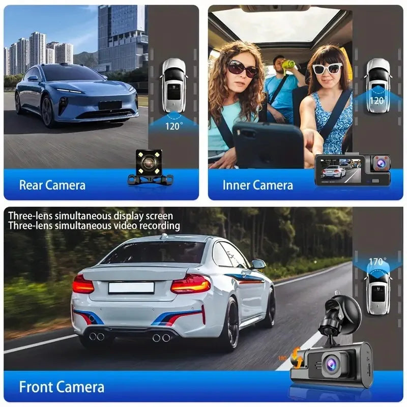 3Camera Dash Cam For Car Camera 1080P Video Recorder WIFI Car DVR 2lens Front Rear View Camera Night Vision Car Accessories by MVEnergo