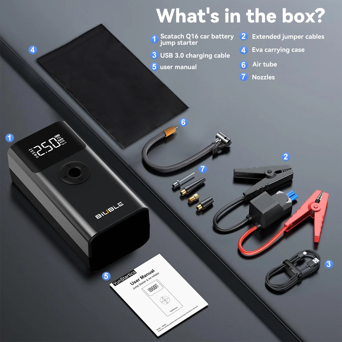 150PSI Air Pump Car Battery Emergency Boosters 7000A Car Jump Starter Power Bank Portable Starting Device Car Starter New